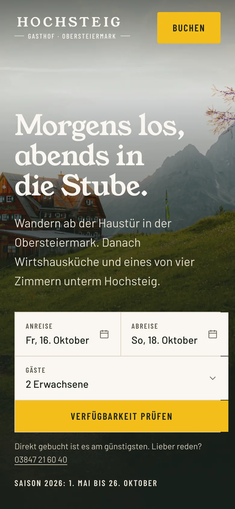 Dieselbe Website am Handy